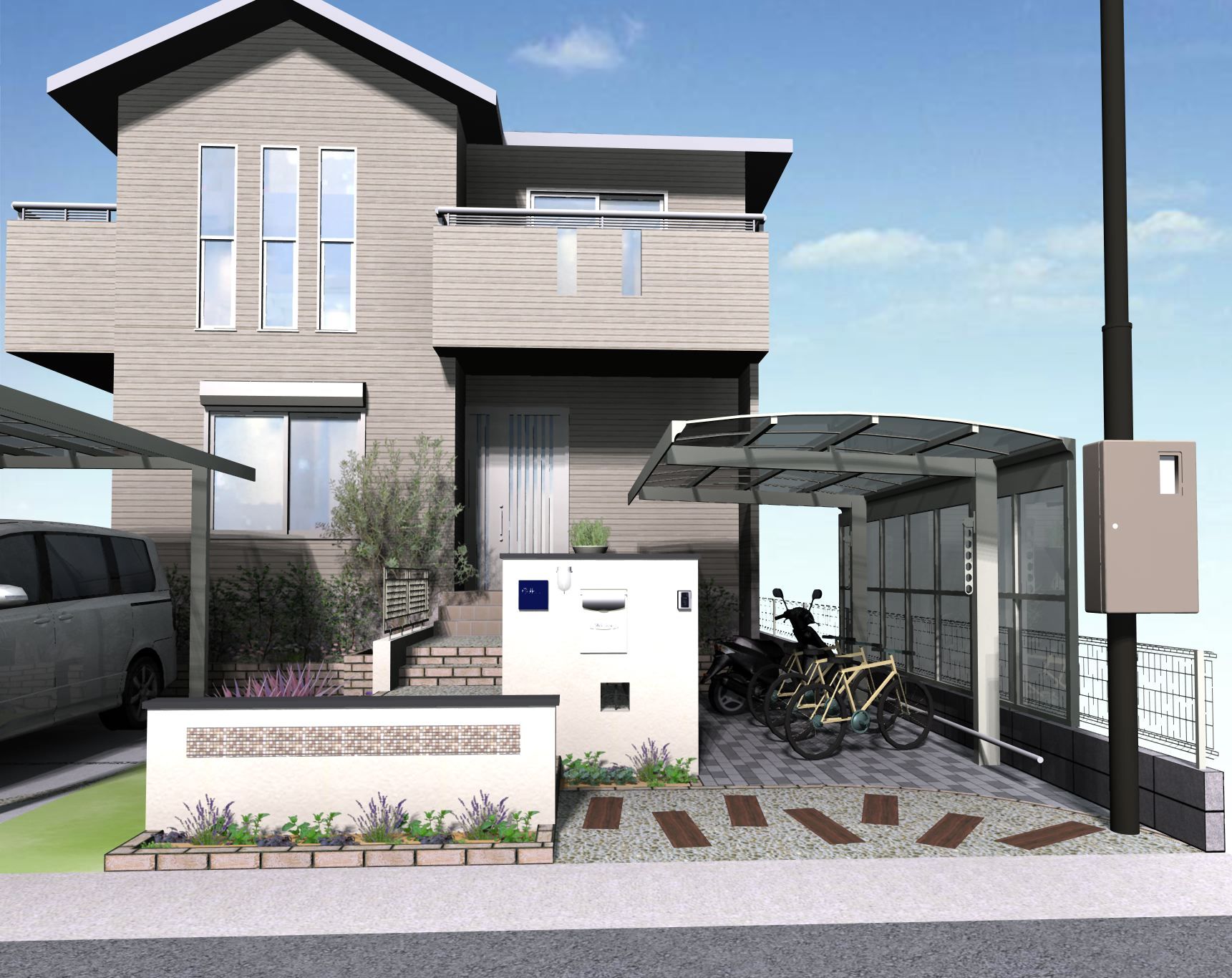 自転車置き場 たつの市F様邸イメージパース 自転車置き場 たつの市F様邸イメージパース