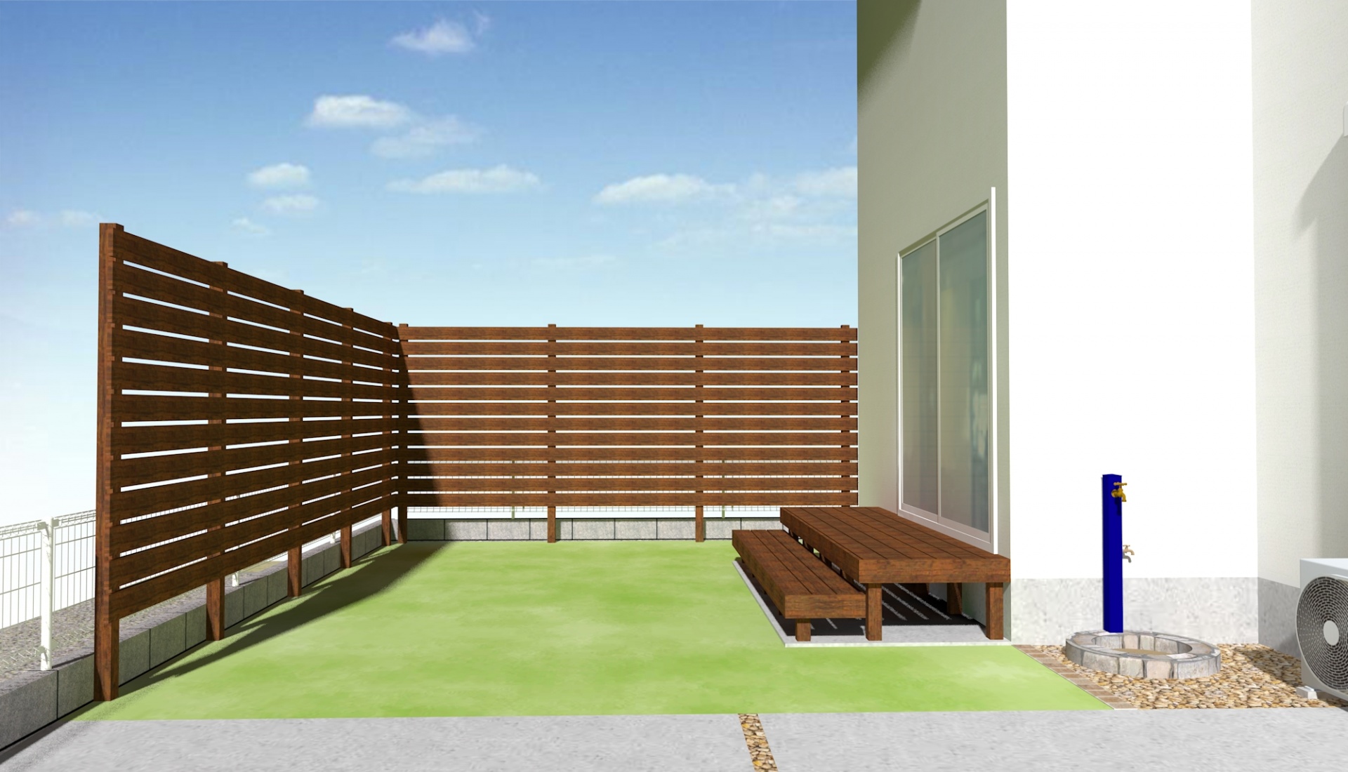 姫路市F様邸ウリン材目隠しフェンス/デッキ工事