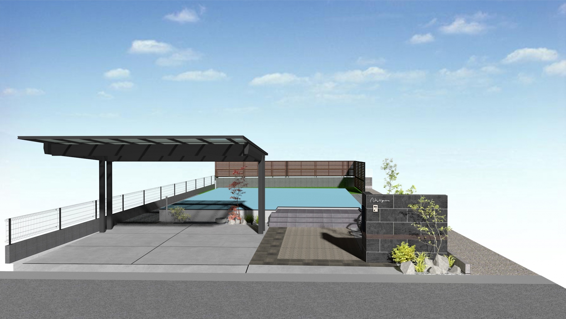 姫路市N様邸新築外構工事　イメージパース1