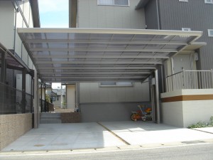 2台分カーポート縦列駐車に対応 マイポートワイド 姫路市の外構 エクステリア エクステージ