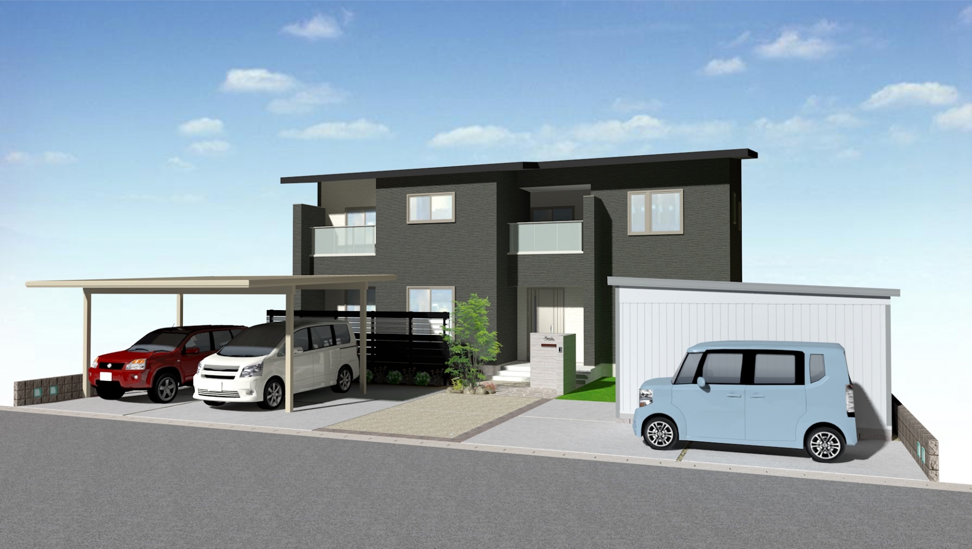 太子町M様邸新築外構工事イメージパース