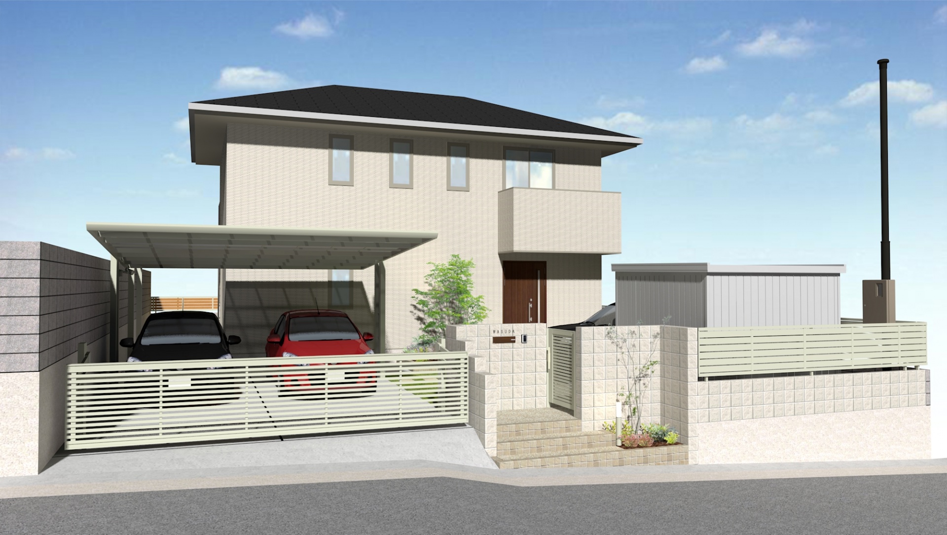 姫路市M様邸エクステリアプランイメージパース