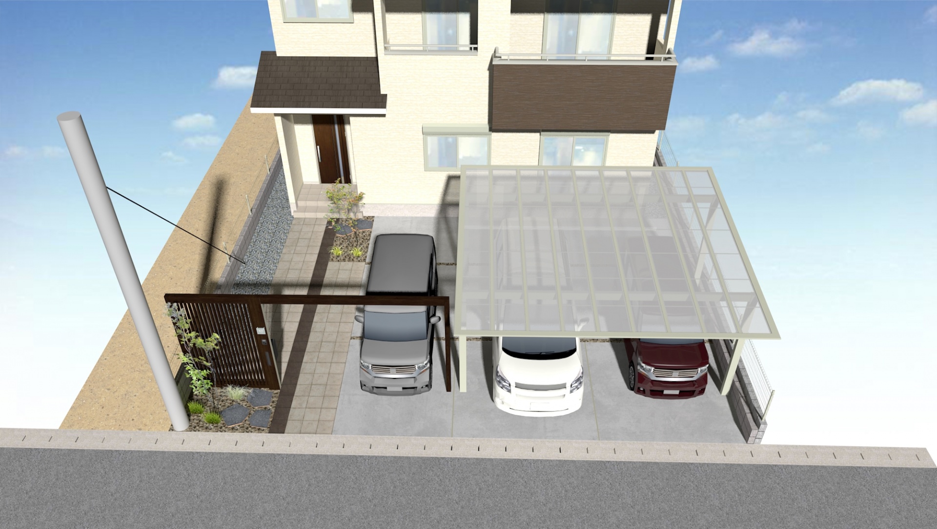 建物デザインを引立たせるシンプルアーチ　たつの市U様邸イメージパース