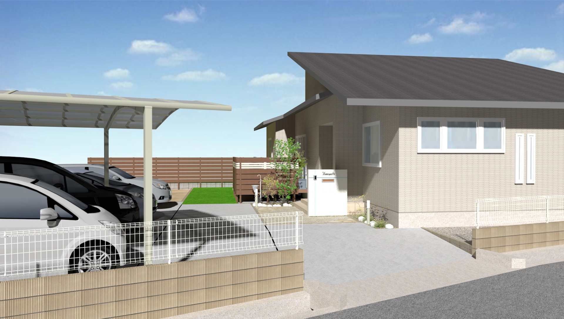 姫路市Y様邸新築外構工事イメージパース