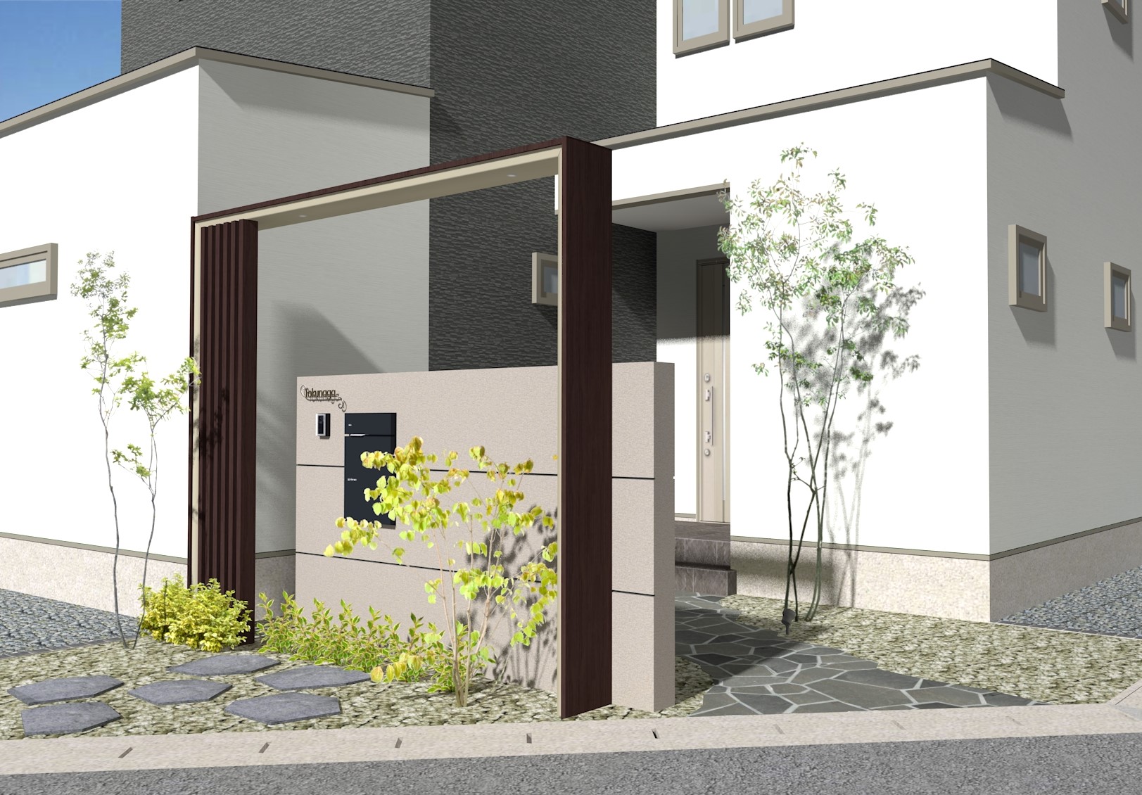 三協アルミ:フィオーレアーチ門　木調色