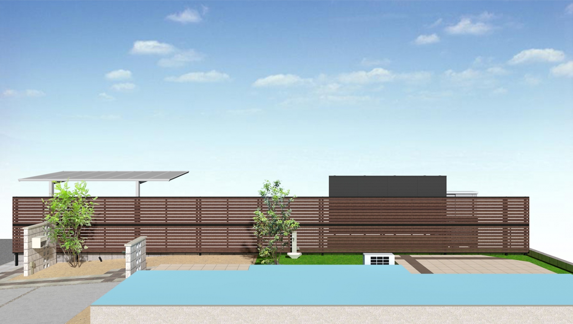 姫路市T様邸　目隠しフェンス工事　イメージパース