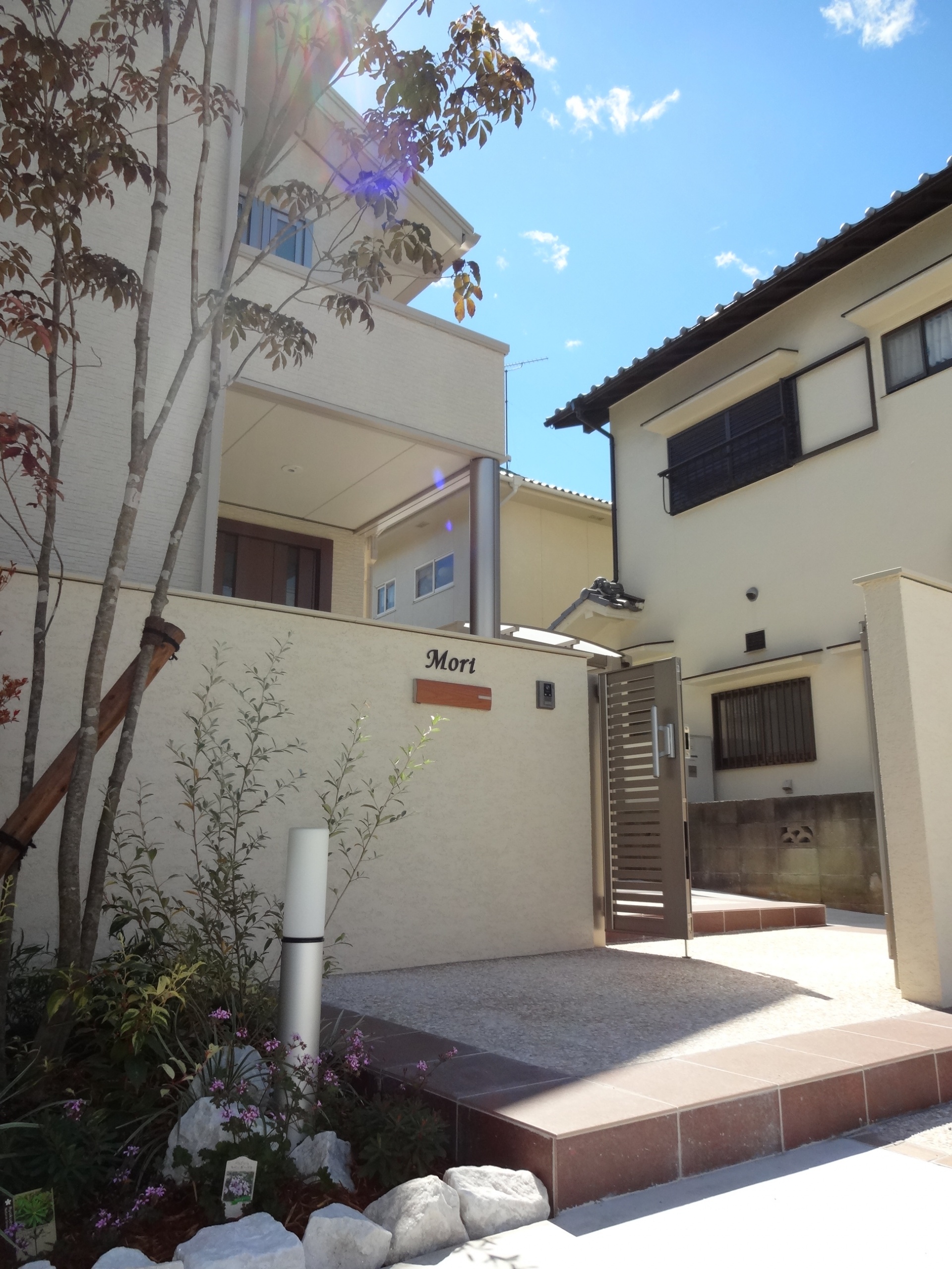 シンボルツリーのアオダモが映えるシンプルな門回り　加古川市M様邸4