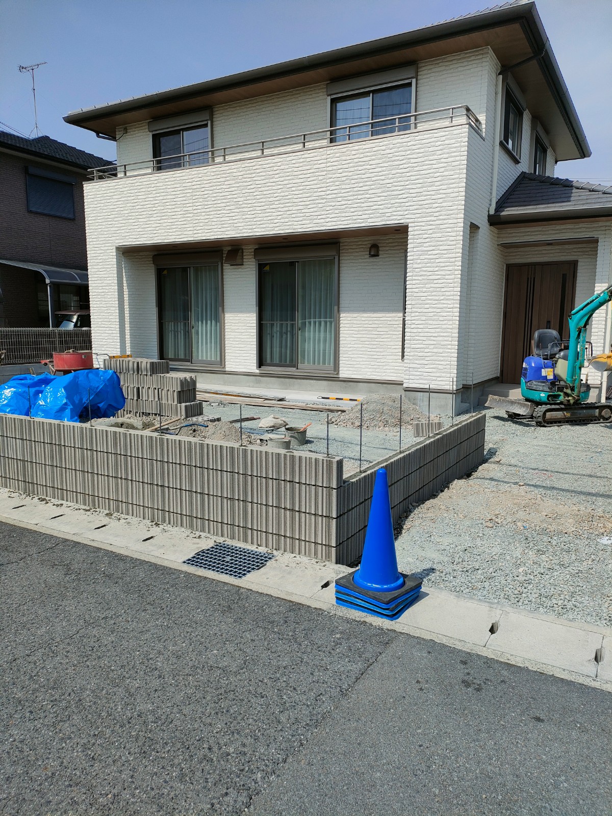 姫路市S様邸外構工事　化粧ブロック積み工