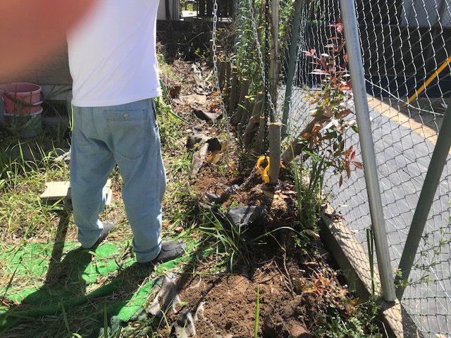 植栽伐根・チェーンブロックのチカラ　ガーデンリフォーム