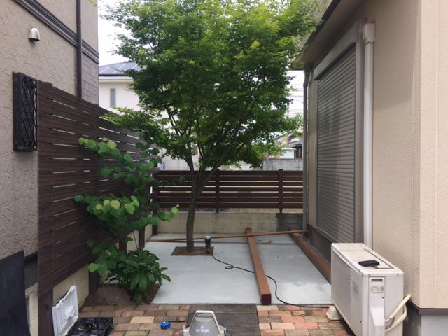 ウリン材ウッドデッキ太子町T様邸施工状況