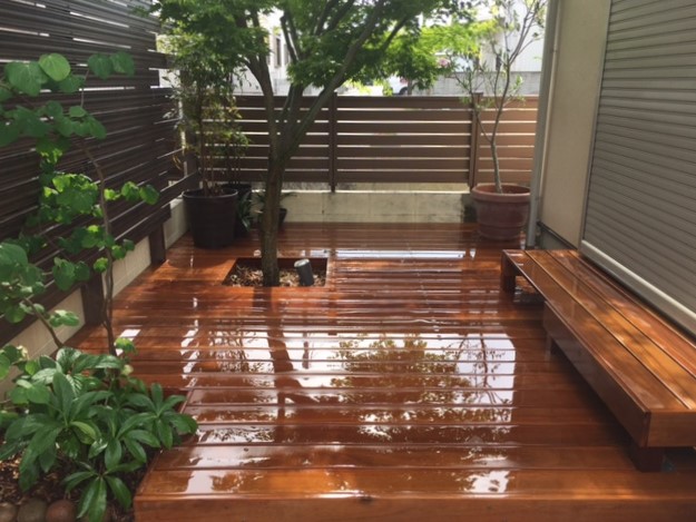 ウリン材ウッドデッキ太子町T様邸施工後