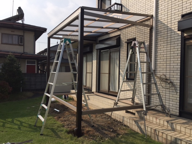 太子町T様邸ジーマガーデンルーム工事骨組み編