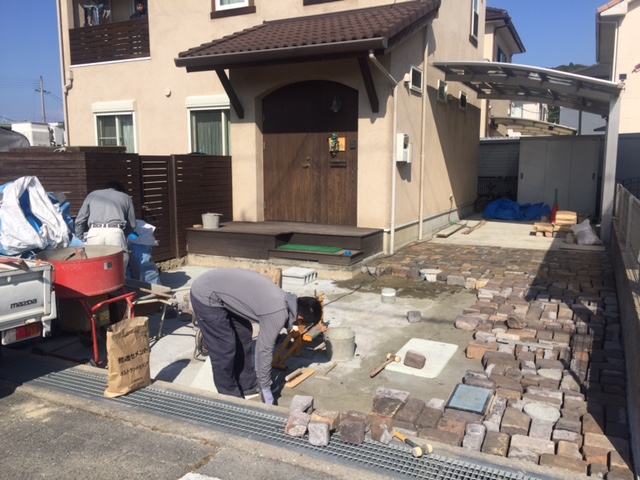 太子町N様邸アンティークレンガ工事5