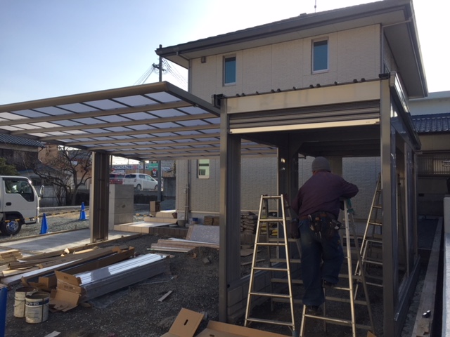 太子町Y様邸新築外構工事カーポート・ガレージ