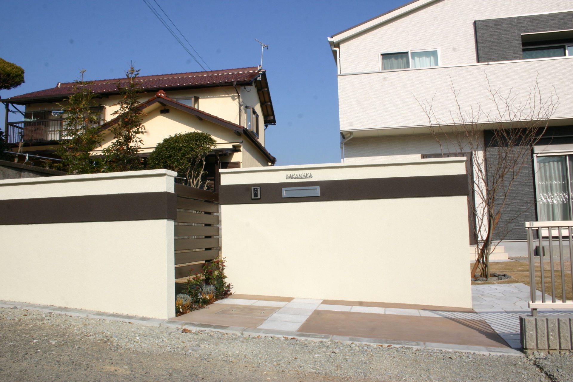 相生市S様邸外構工事 水平ラインを強調した門周りデザイン 相生市S様邸外構工事 水平ラインを強調した門周りデザイン