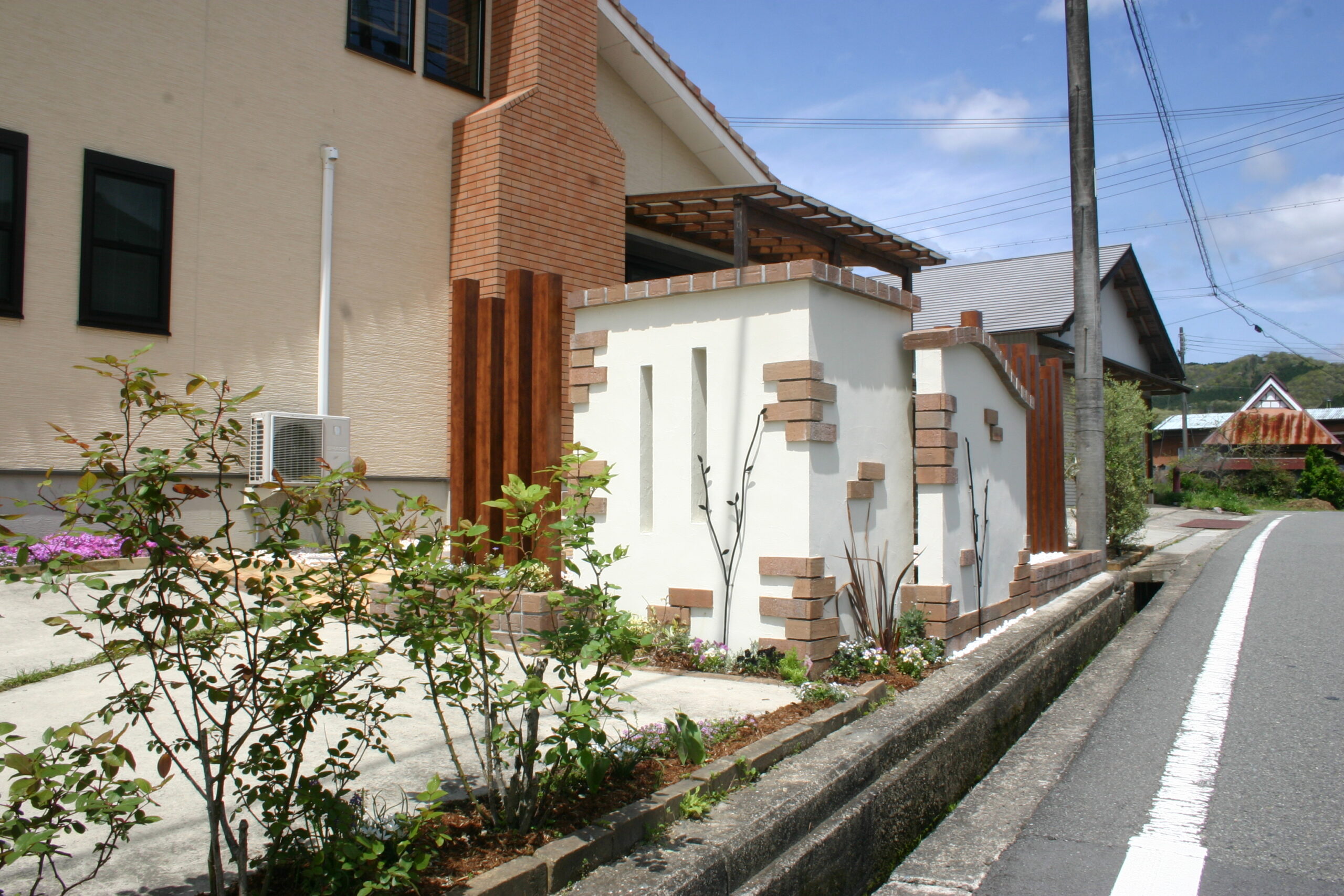 Ｌ型のブロック補強壁ウォール　姫路市エクステリア デザイン