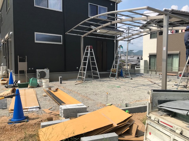 カーポートのある新築外構　たつの市エクステリア工事